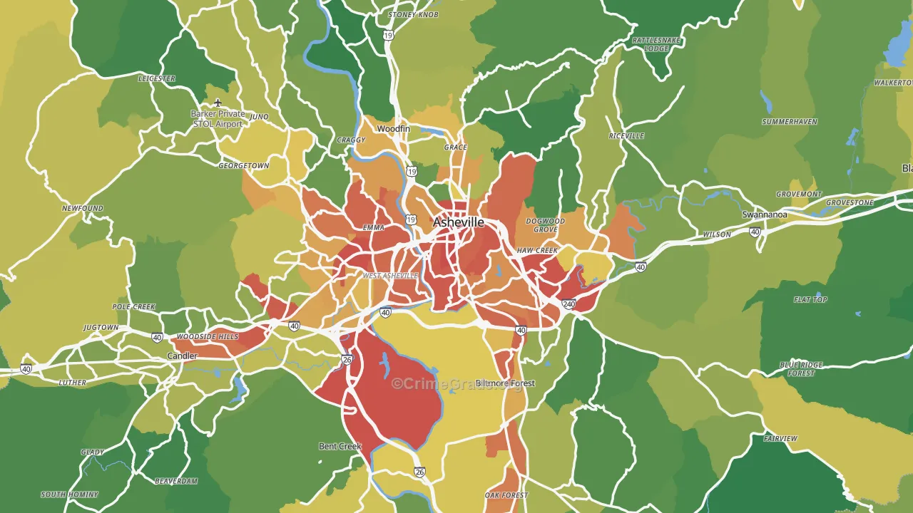 Buncombe County, NC Map of Theft Rates