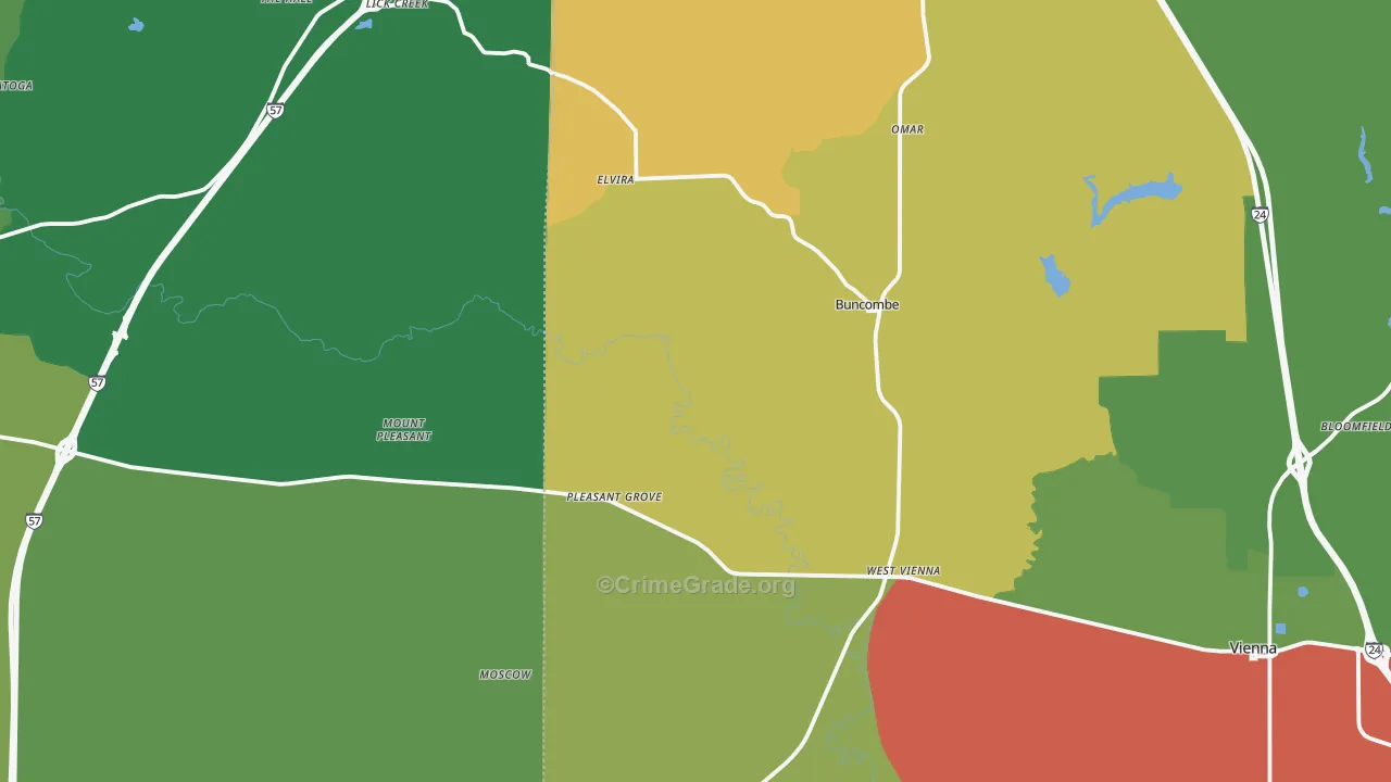 Buncombe, IL Map of Theft Rates
