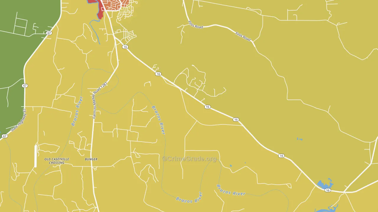 Bunger, TX Map of Theft Rates