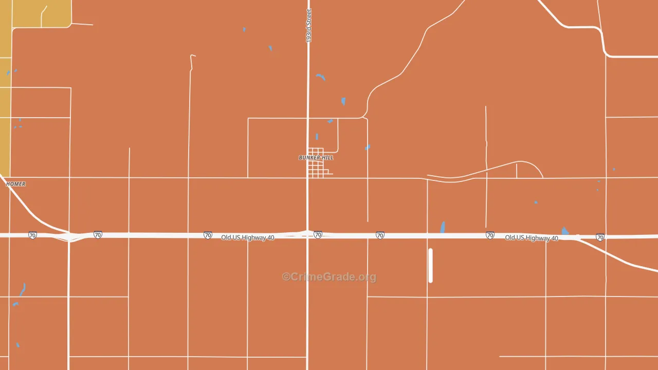Bunker Hill, KS Map of Theft Rates
