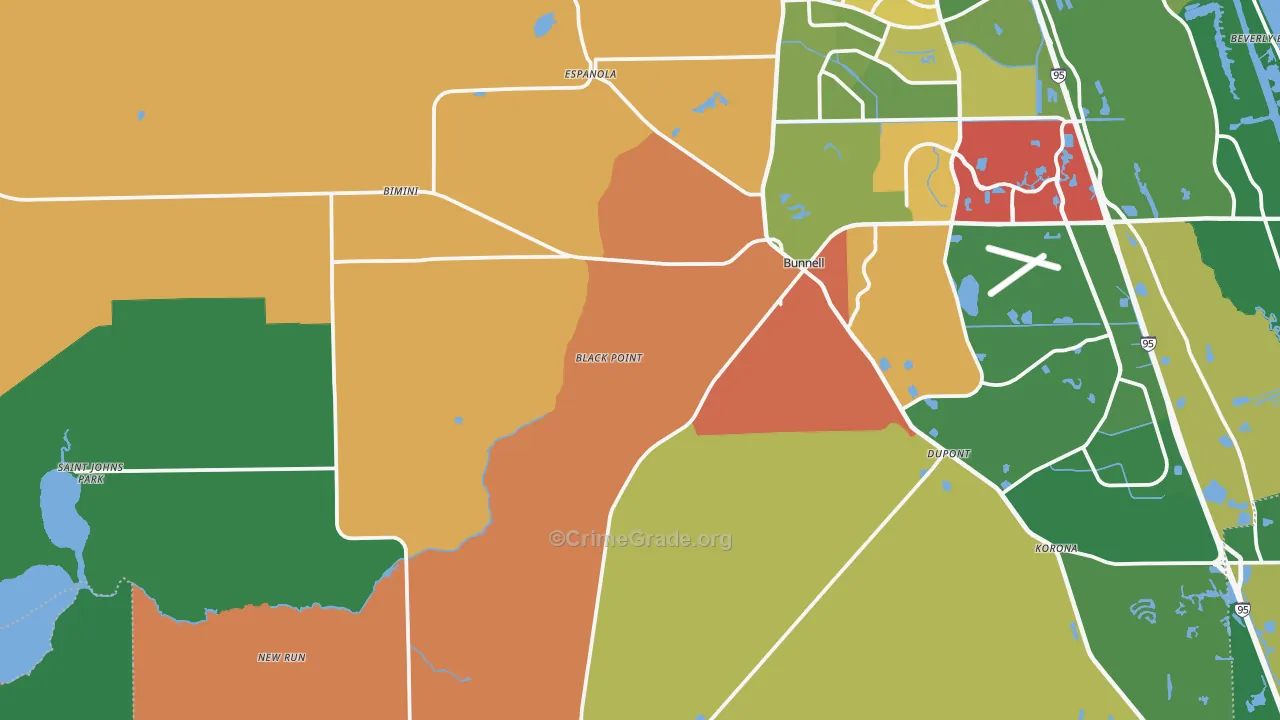 Bunnell, FL Map of Theft Rates
