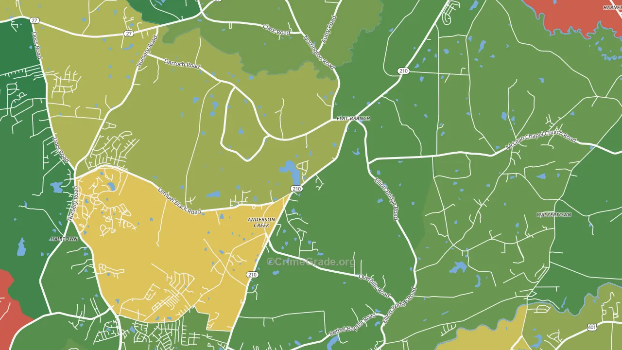 Bunnlevel, NC Map of Theft Rates