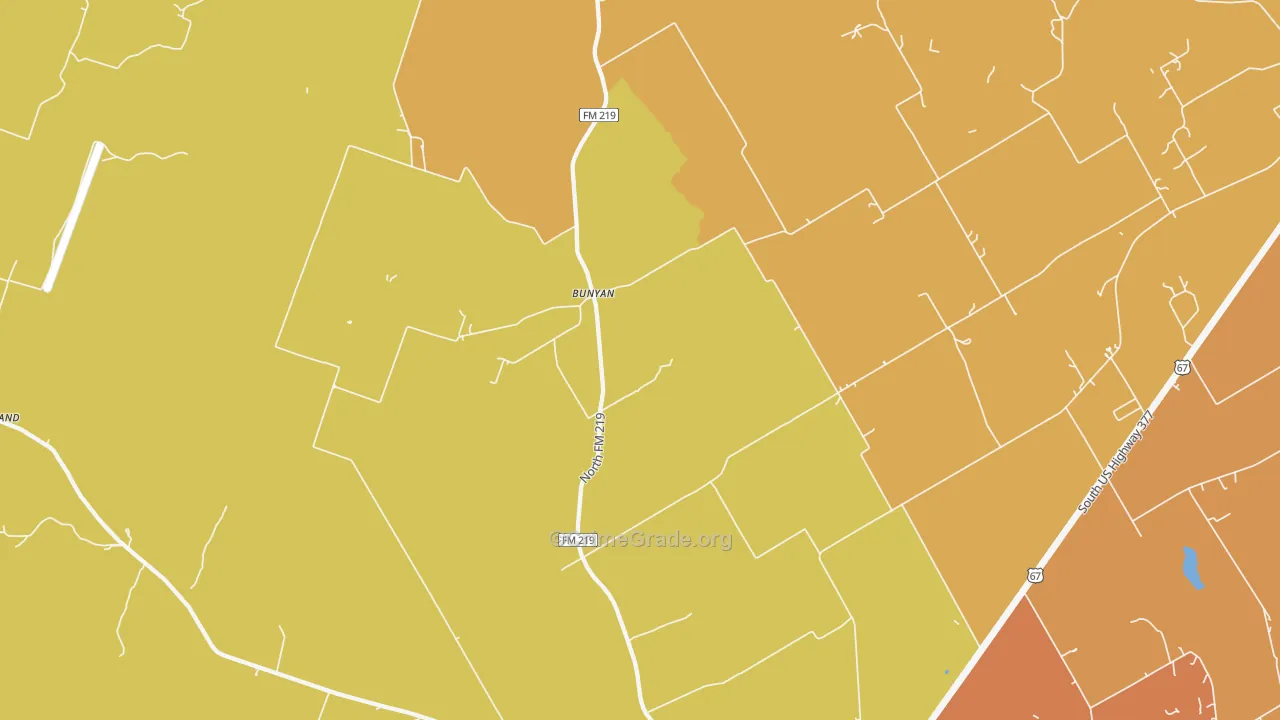 Bunyan, TX Map of Theft Rates