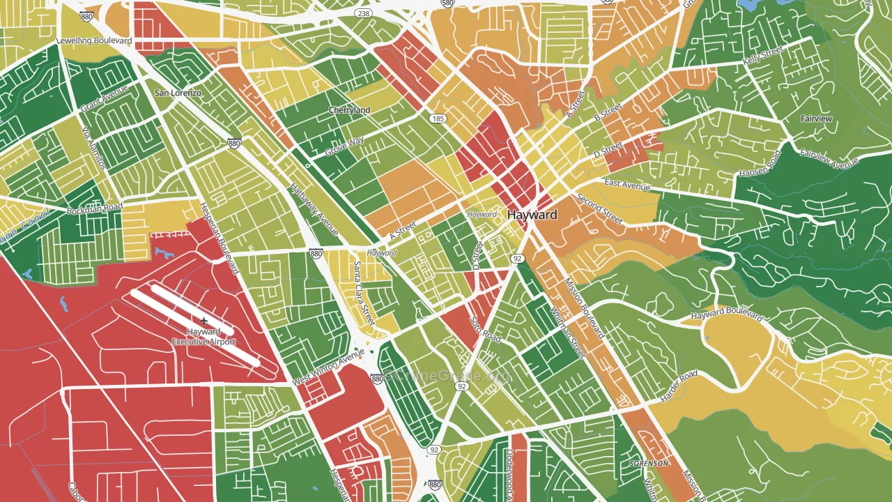 Burbank-Hayward, Hayward, CA Map of Theft Rates