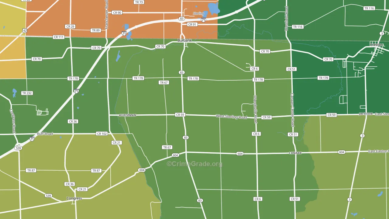 Burbank, OH Map of Theft Rates