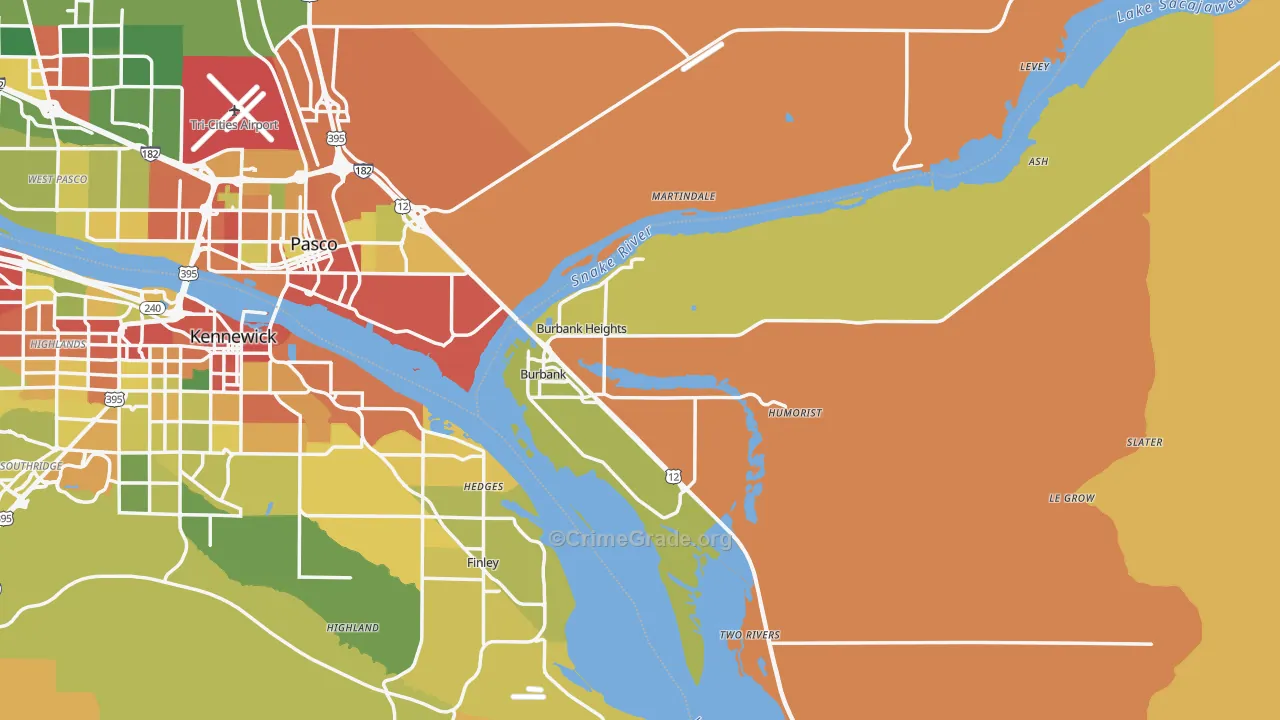 Burbank, WA Map of Theft Rates