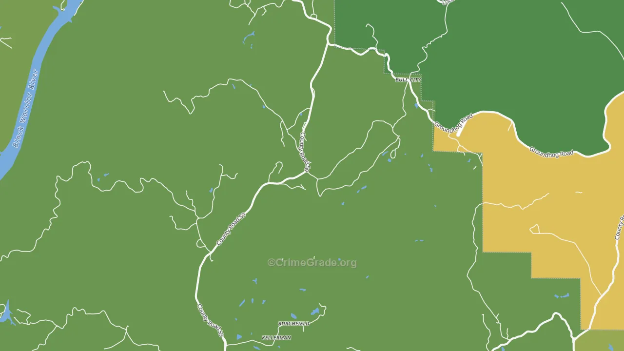 Burchfield, AL Map of Theft Rates