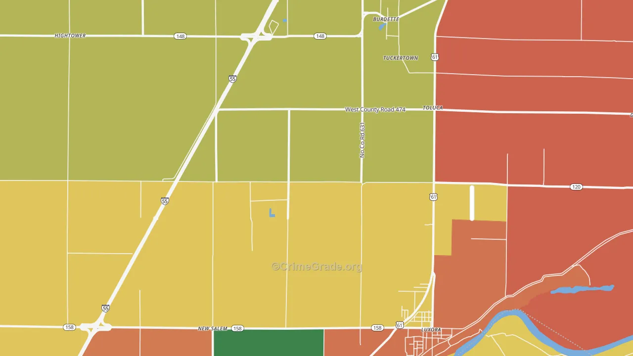 Burdette, AR Map of Theft Rates