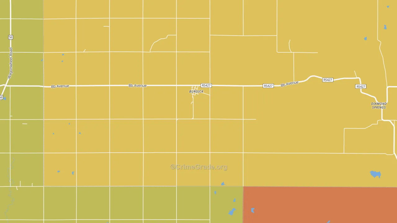 Burdick, KS Map of Theft Rates