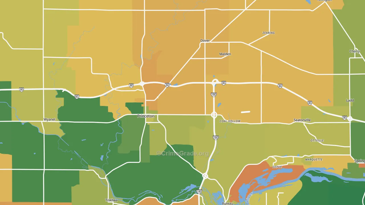 Bureau County, IL Map of Theft Rates