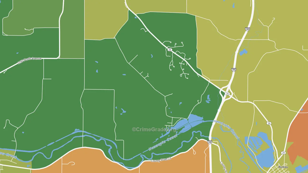 Bureau, IL Map of Theft Rates