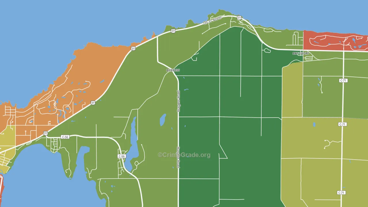 Burgess, MI Map of Theft Rates