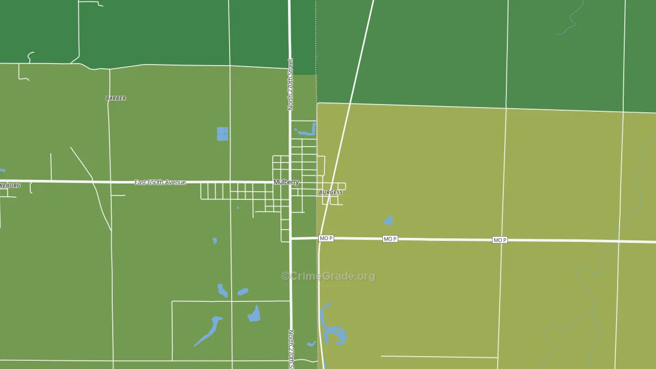 Burgess, MO Map of Theft Rates