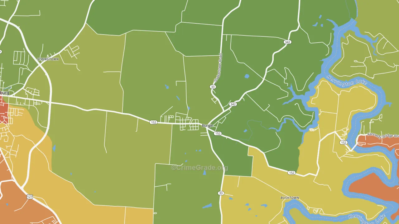 Burgin, KY Map of Theft Rates