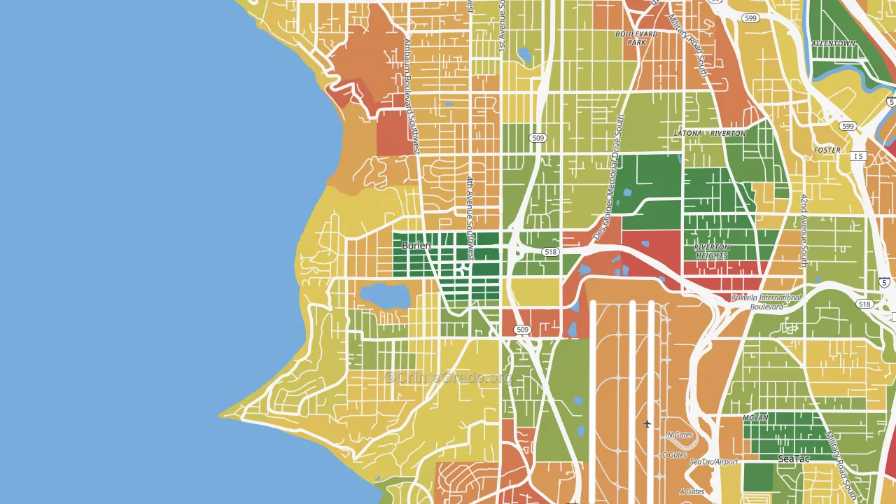 Burien, WA Map of Theft Rates