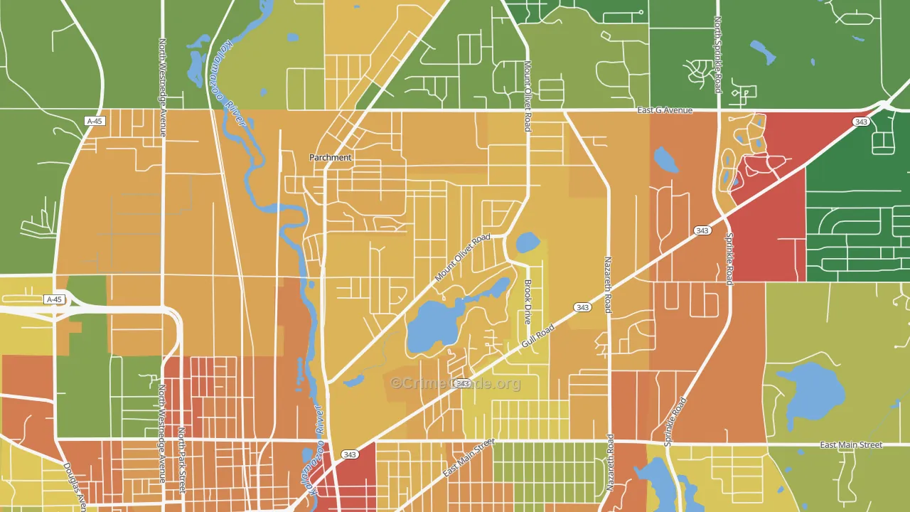 Burke Acres, Kalamazoo, MI Map of Theft Rates