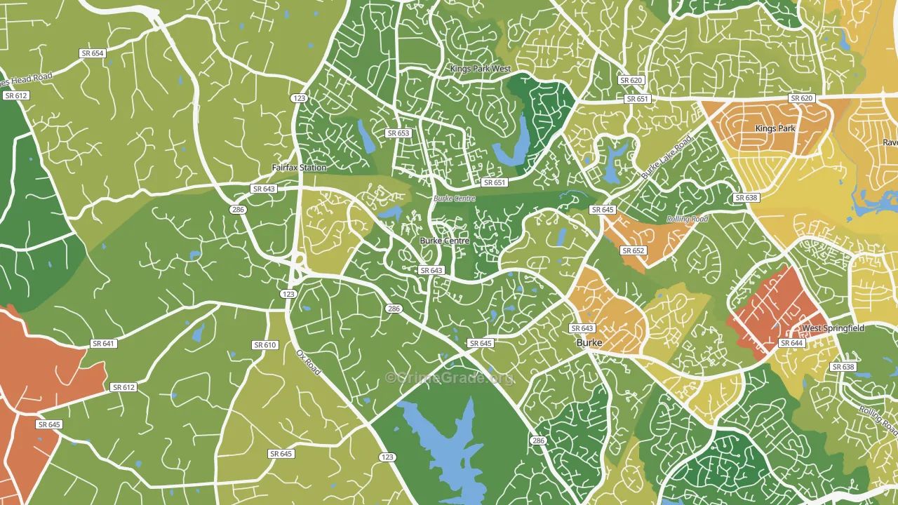 Burke Centre, VA Map of Theft Rates