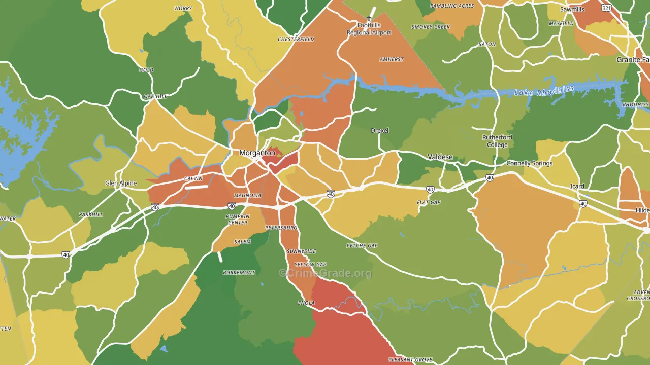 Burke County, NC Map of Theft Rates