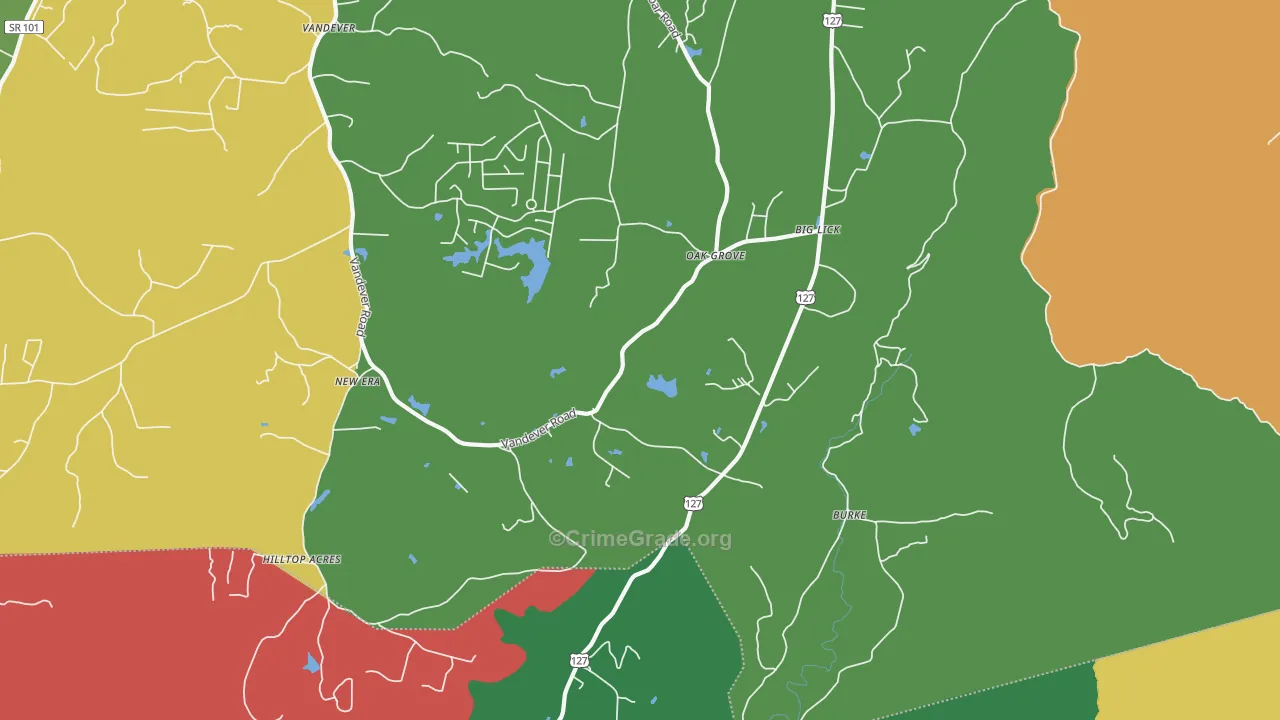 Burke, TN Map of Theft Rates