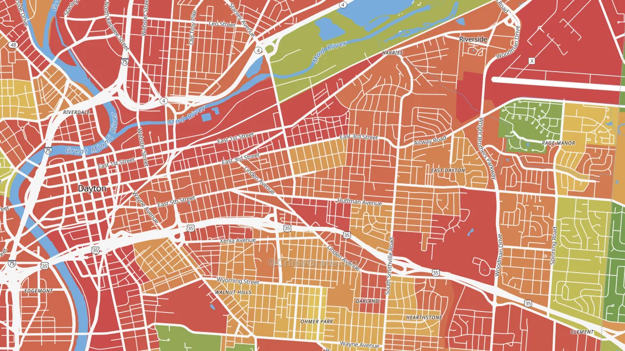 Burkhardt, Dayton, OH Map of Theft Rates