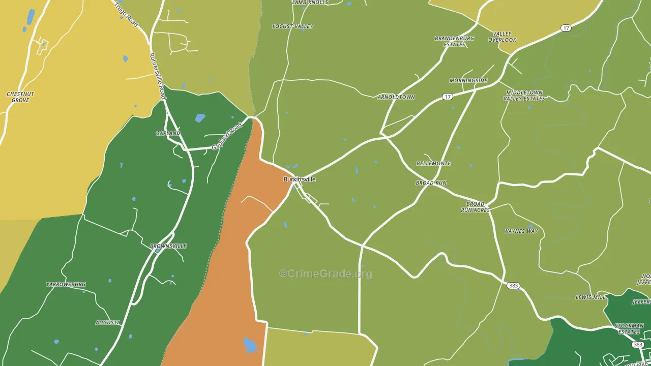 Burkittsville, MD Map of Theft Rates