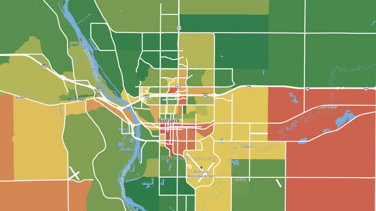 Burleigh County, ND Map of Theft Rates