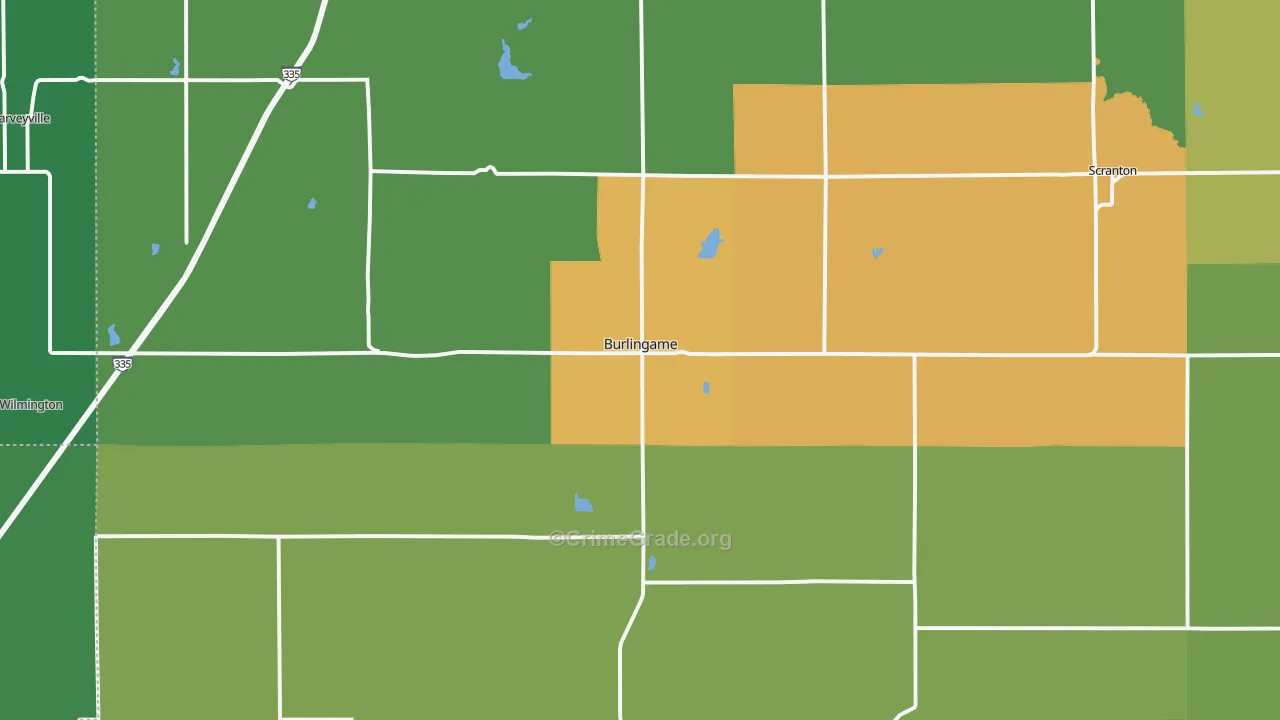 Burlingame, KS Map of Theft Rates