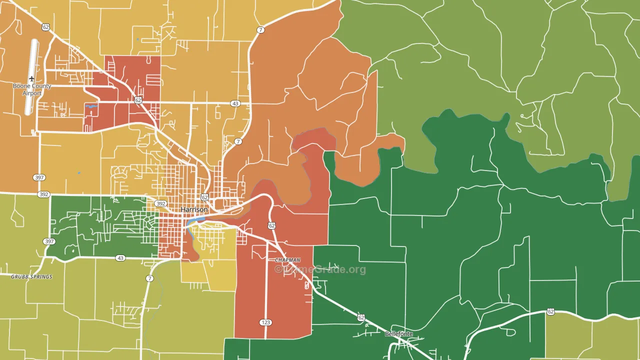 Burlington, AR Map of Theft Rates