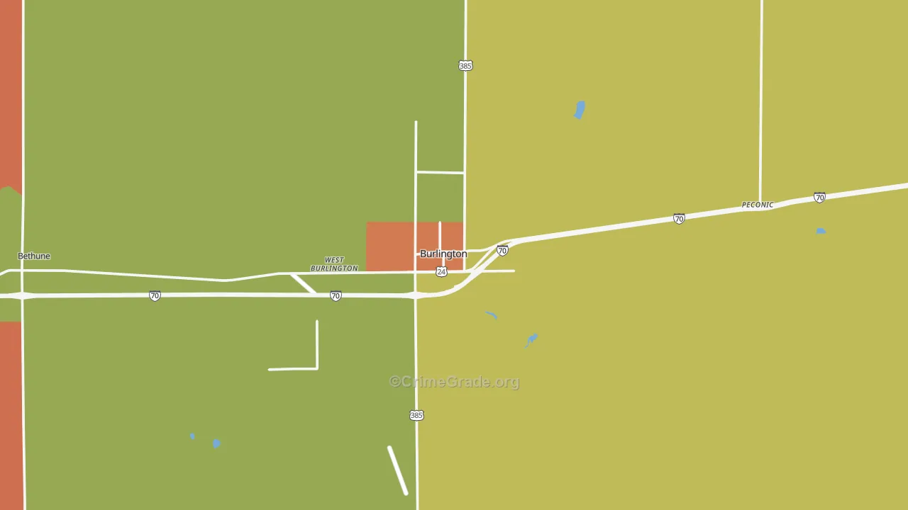 Burlington, CO Map of Theft Rates