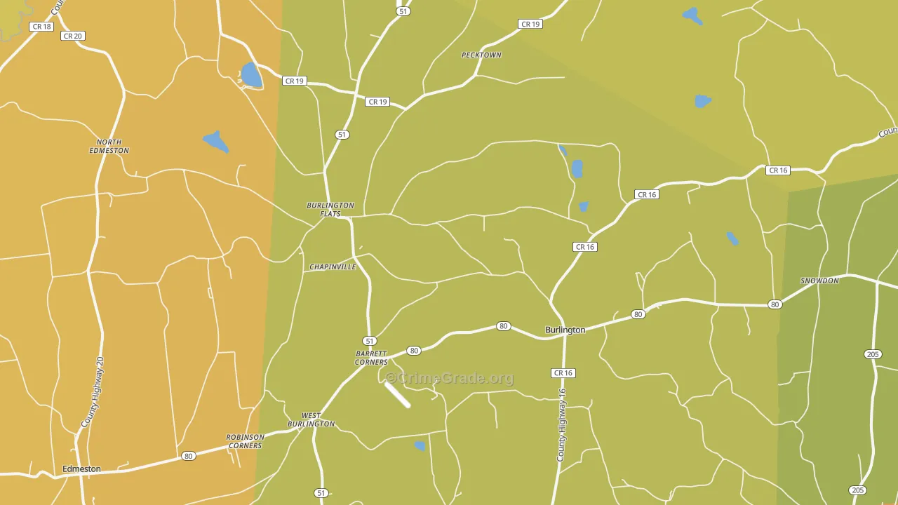 Burlington Flats, NY Map of Theft Rates