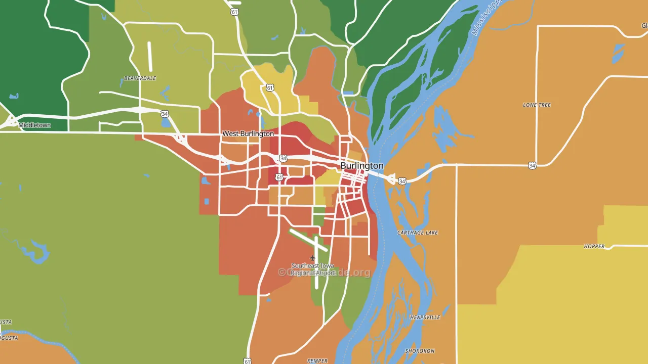 Burlington, IA Map of Theft Rates
