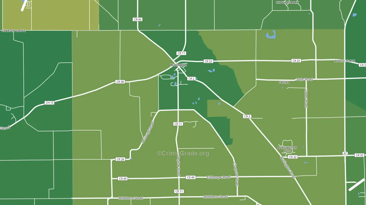 Burlington, IL Map of Theft Rates