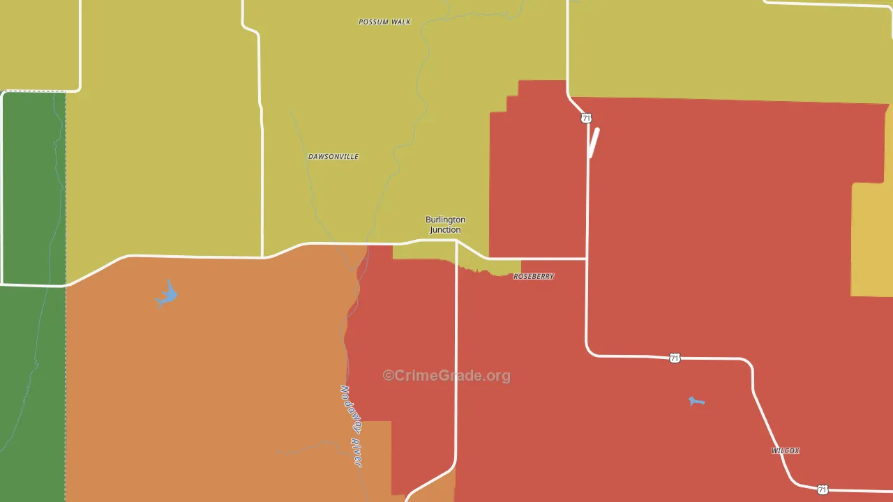 Burlington Junction, MO Map of Theft Rates