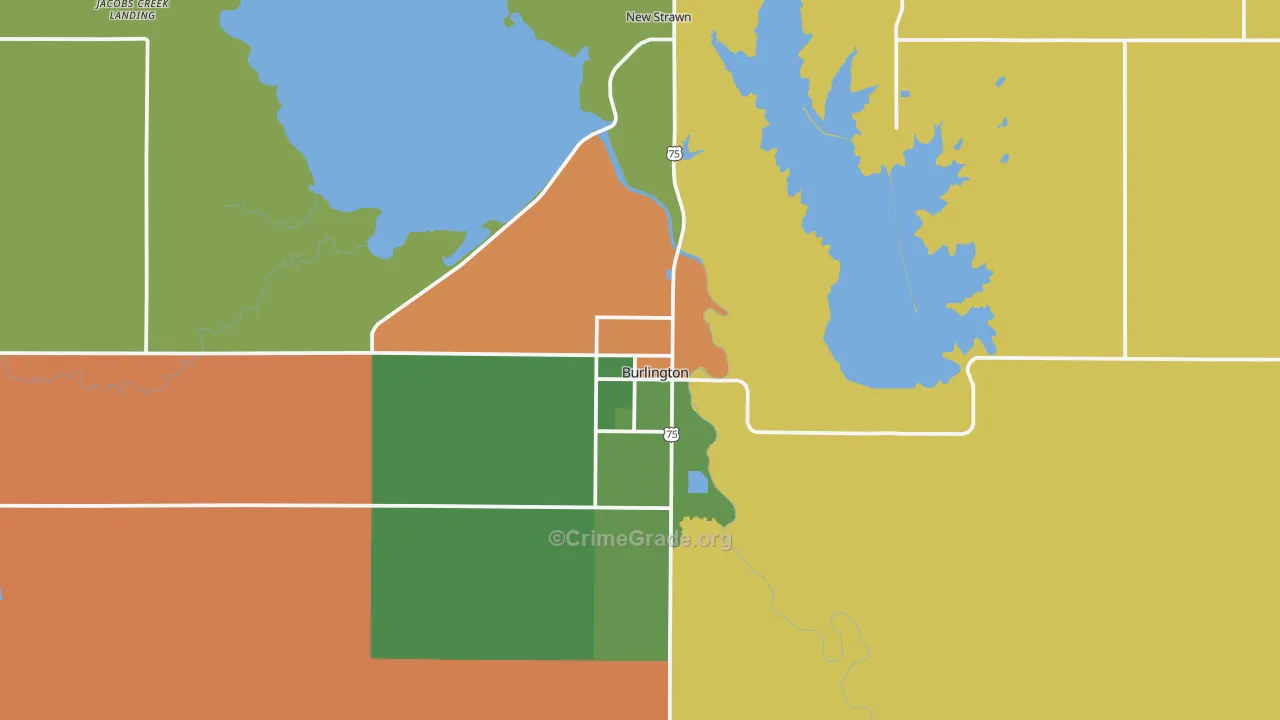 Burlington, KS Map of Theft Rates