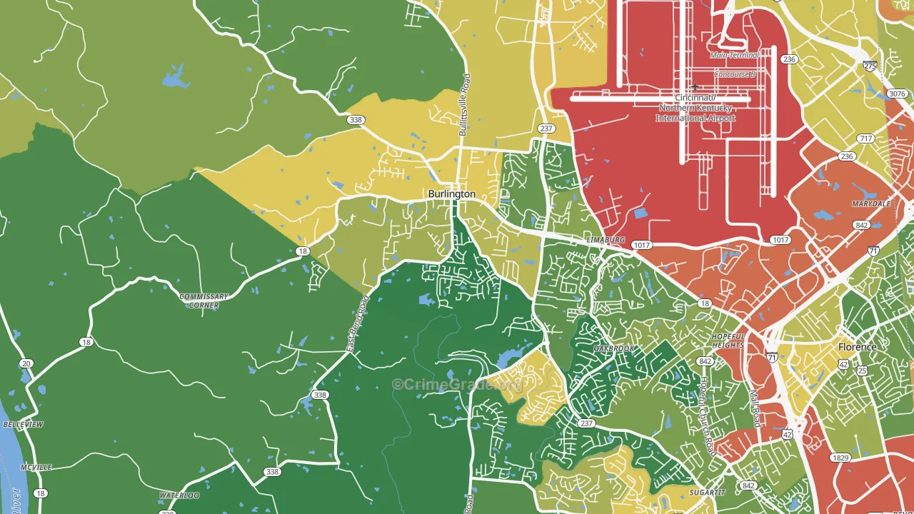Burlington, KY Map of Theft Rates