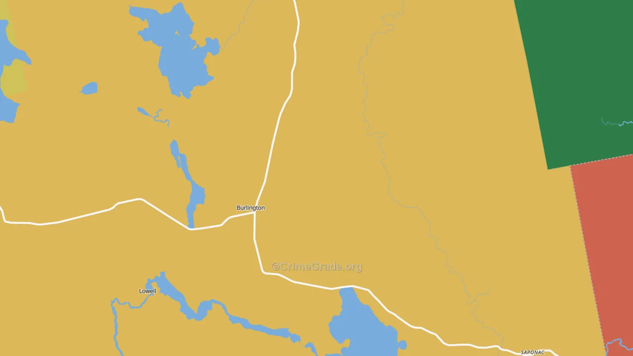 Burlington, ME Map of Theft Rates