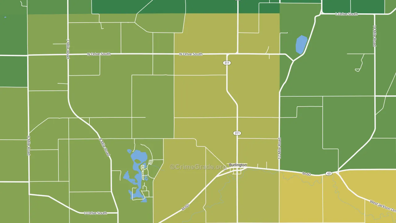 Burlington, MI Map of Theft Rates