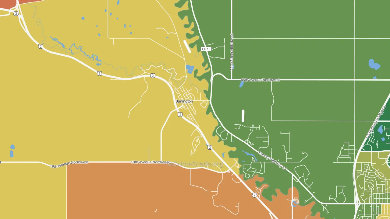 Burlington, ND Map of Theft Rates
