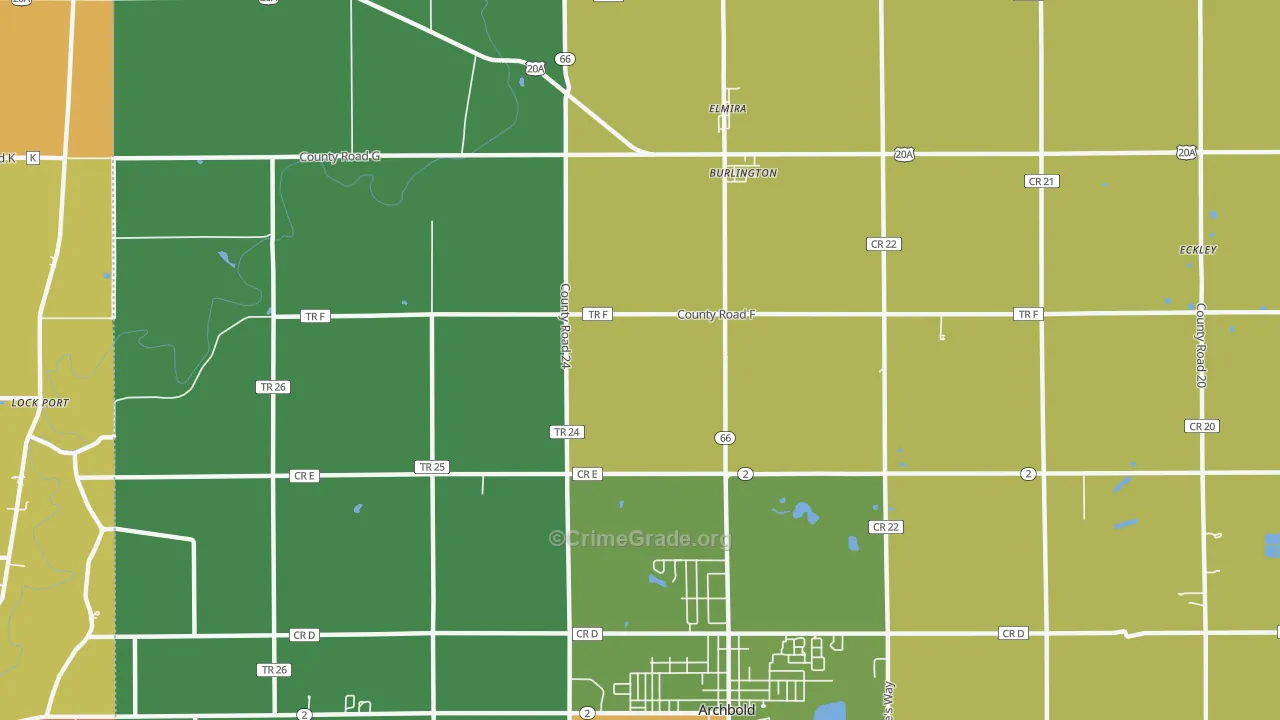 Burlington, OH Map of Theft Rates