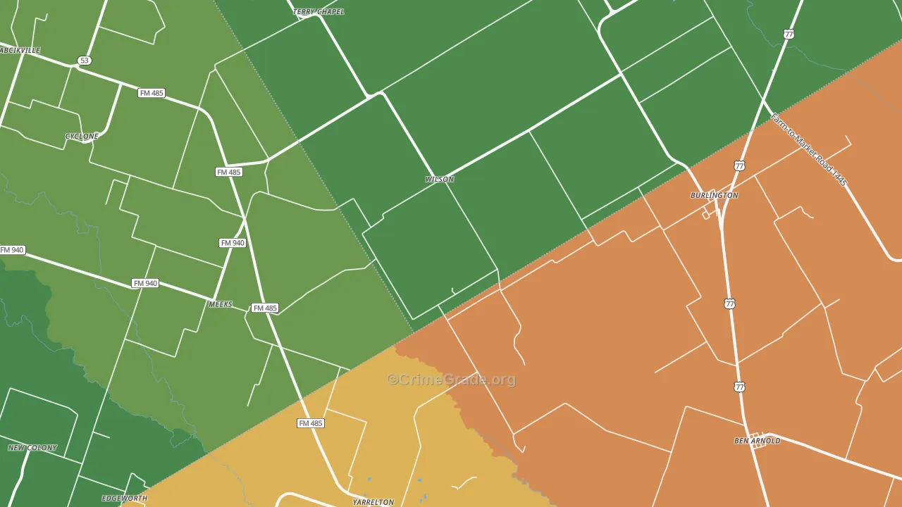 Burlington, TX Map of Theft Rates