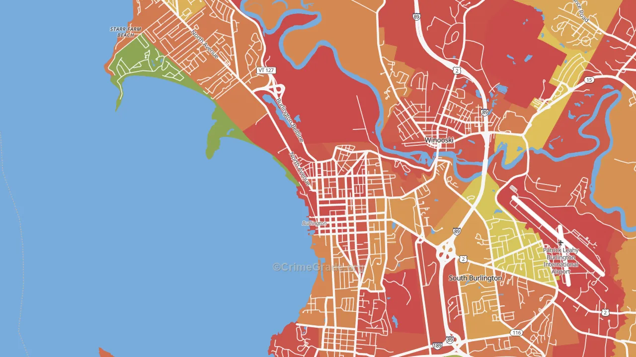 Burlington, VT Map of Theft Rates