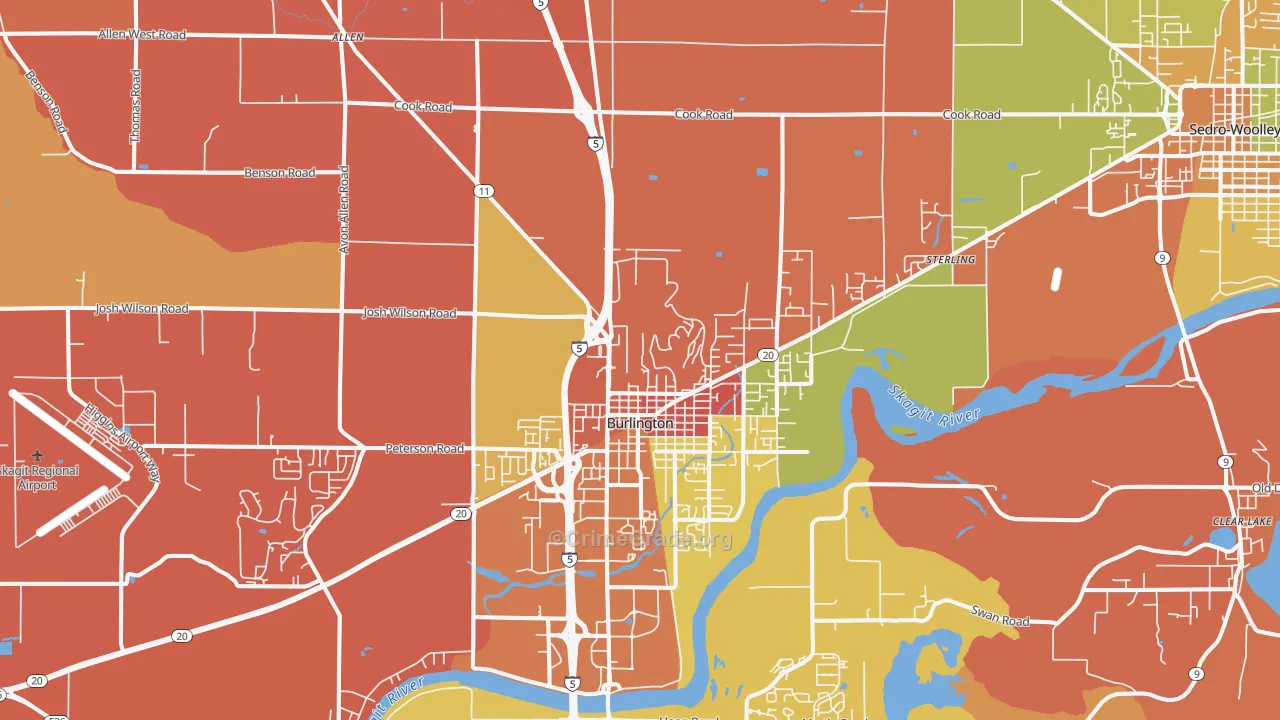 Burlington, WA Map of Theft Rates