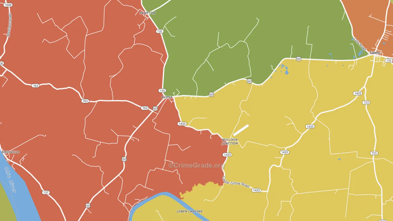 Burna, KY Map of Theft Rates
