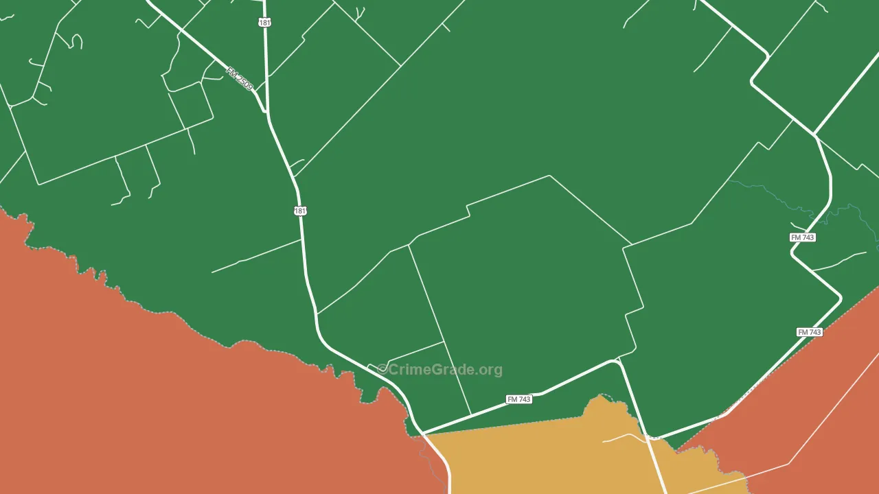 Burnell, TX Map of Theft Rates
