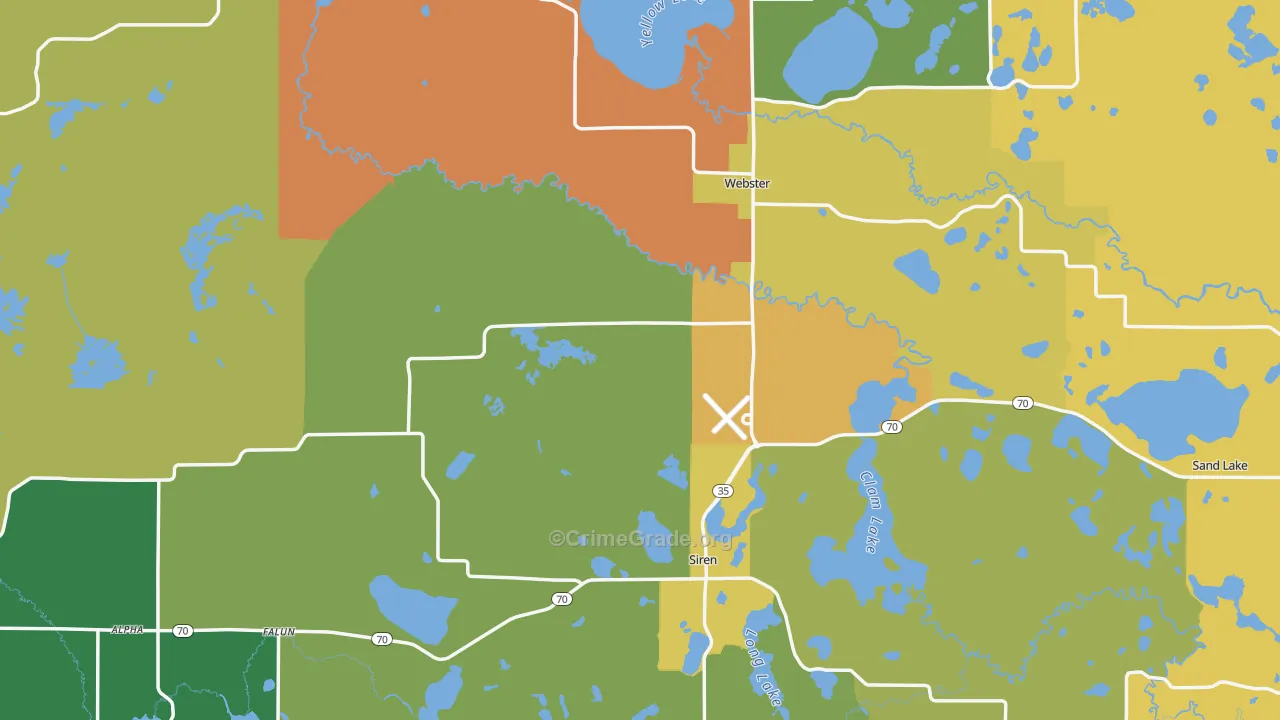 Burnett County, WI Map of Theft Rates