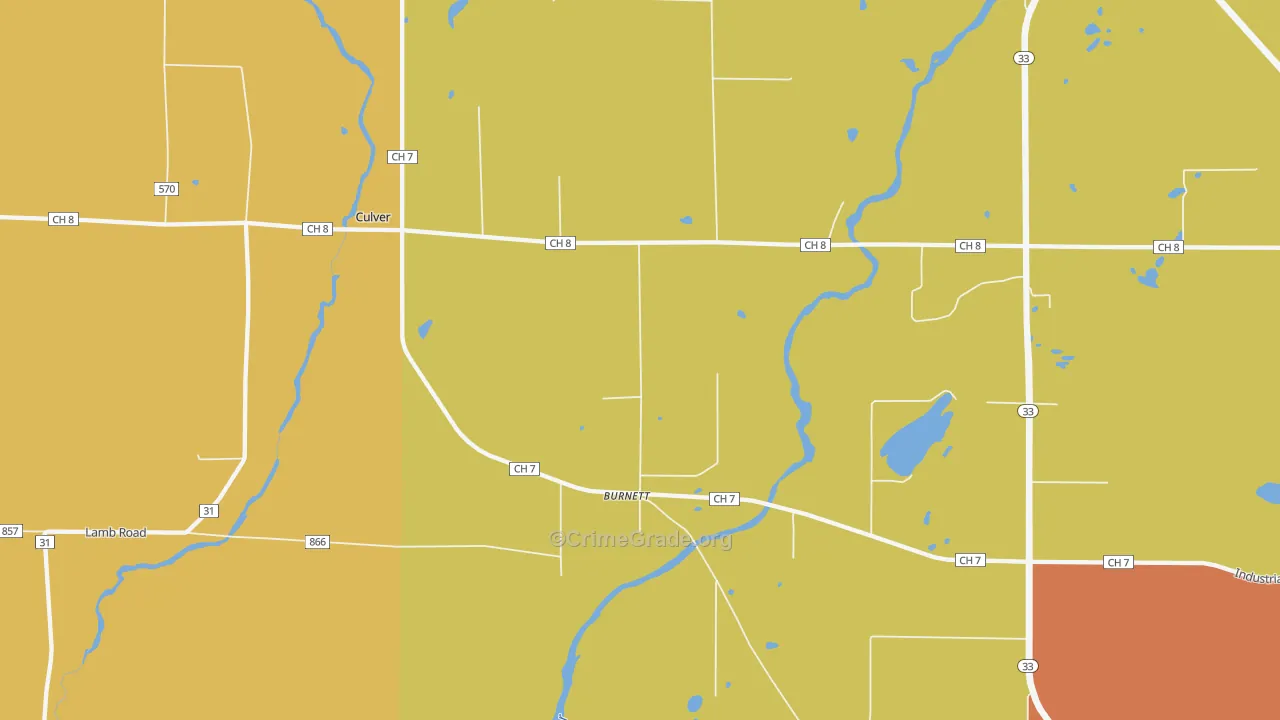 Burnett, MN Map of Theft Rates