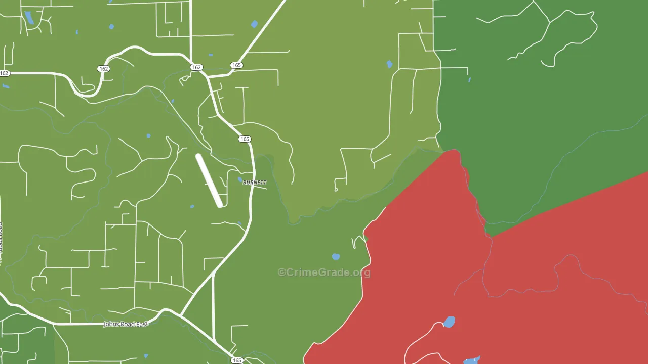 Burnett, WA Map of Theft Rates