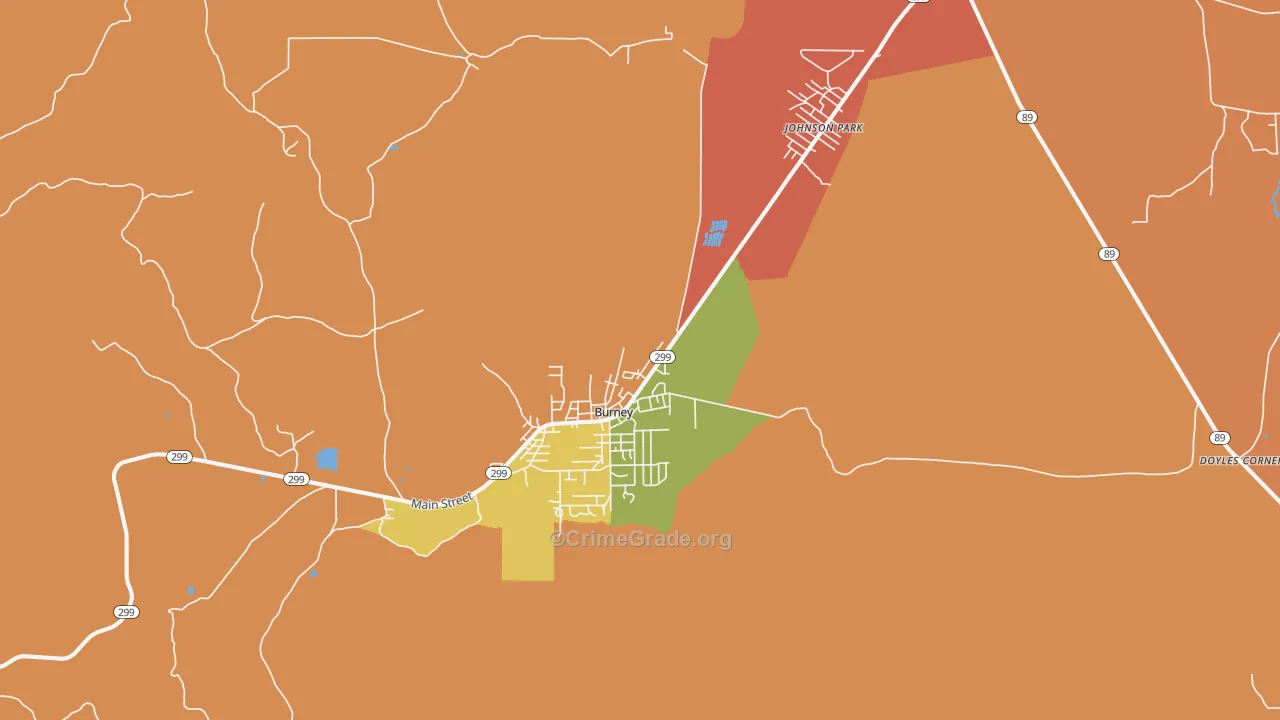 Burney, CA Map of Theft Rates