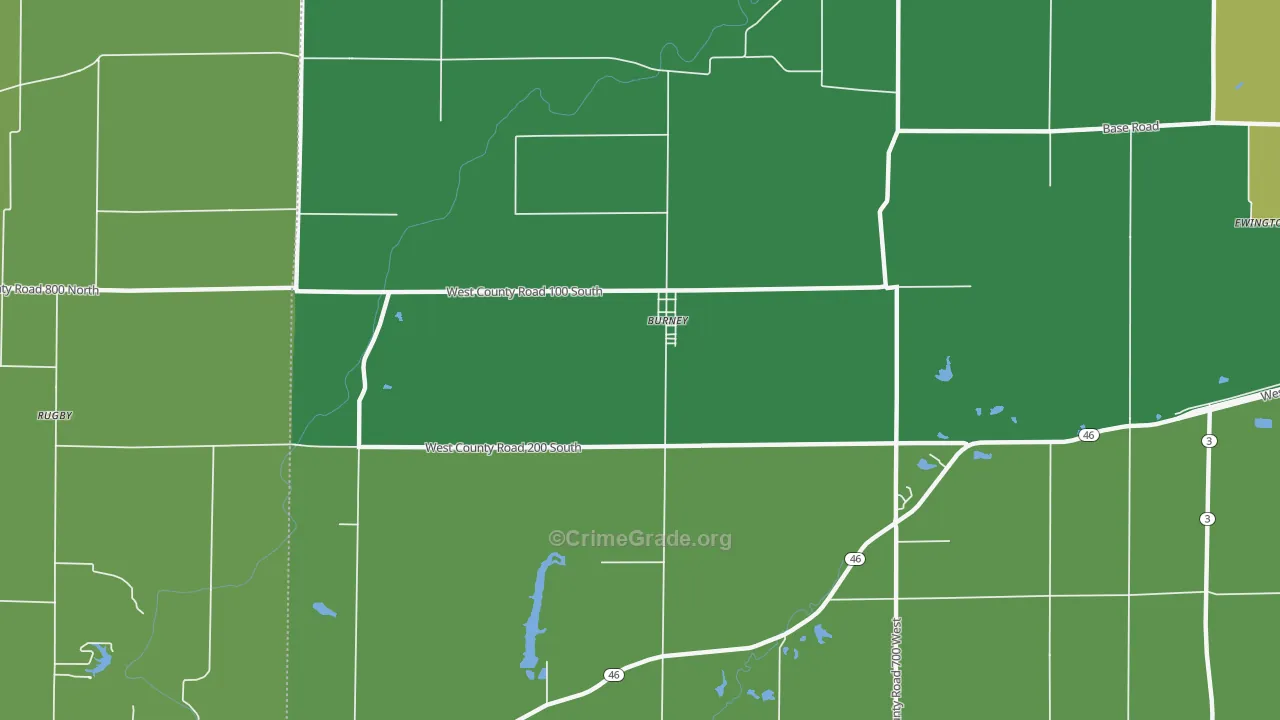 Burney, IN Map of Theft Rates