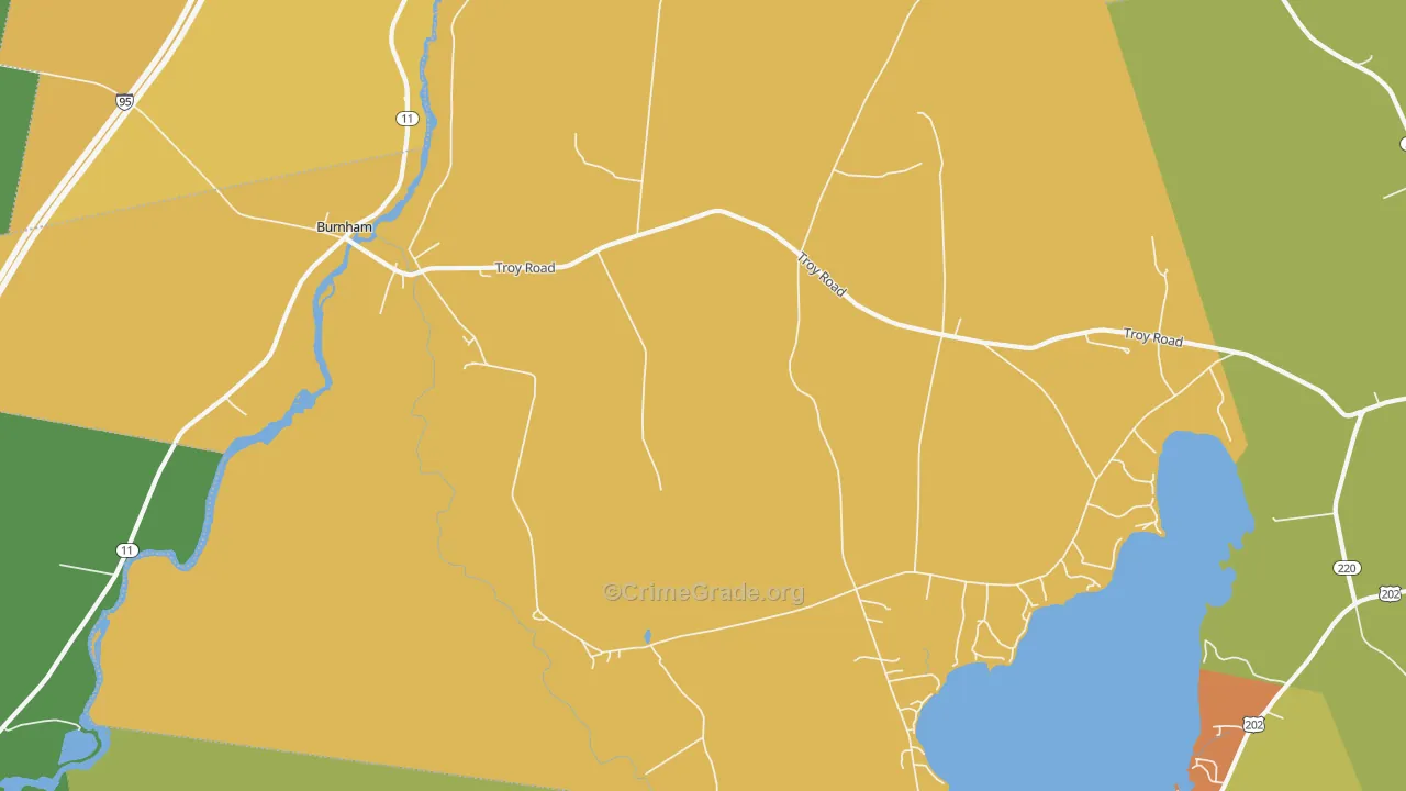 Burnham, ME Map of Theft Rates